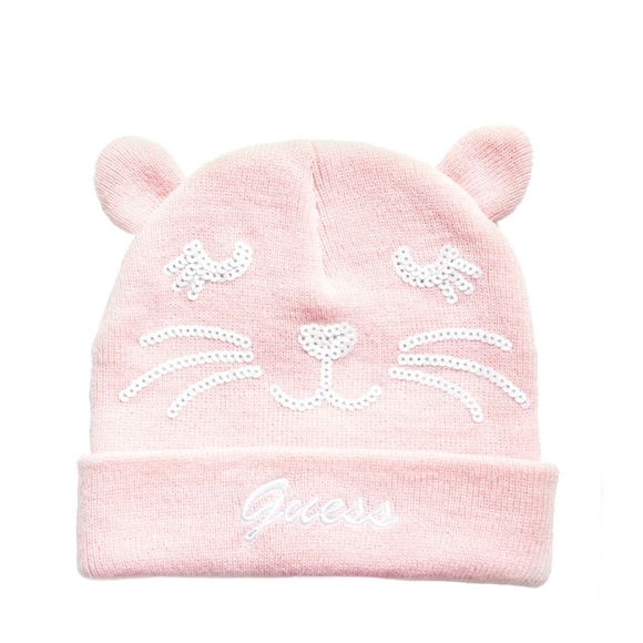 NEW GUESS Pink Cat Sequin Girls Beanie - Picture 1 of 6